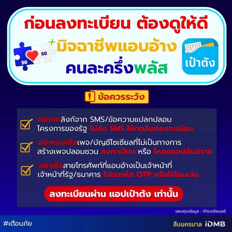 มิจฉาชีพแอบอ้างคนละครึ่งพลัส
