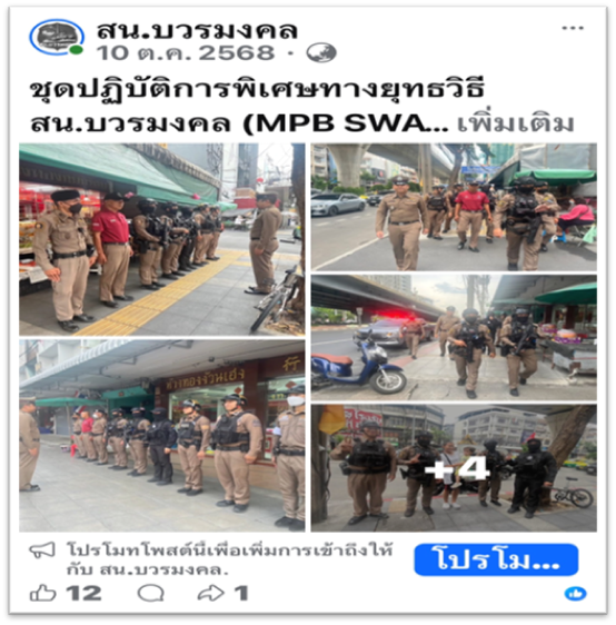ชุดปฏิบัติการพิเศษทางยุทธวิธ๊ สน.บวรมงคล (MPB SWAT) ออกตรวจป้องกันเหตุ